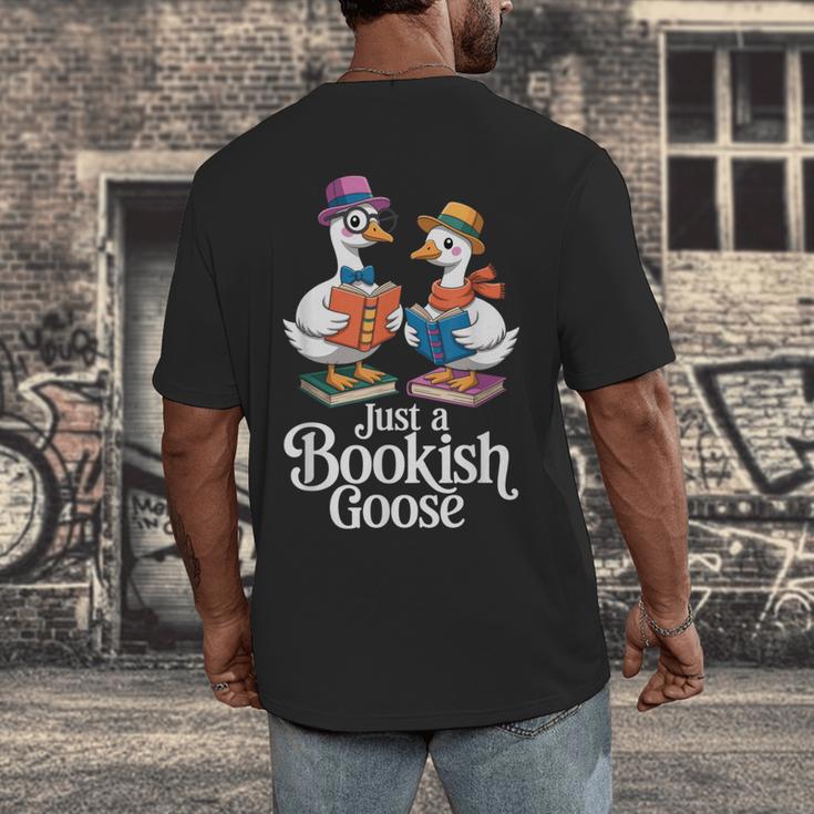 Bookish Goose Cute Geese With Hats Reading Books Men's Back Print T-Shirt
