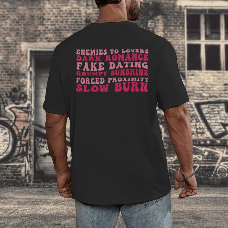 Bookish Romance Tropes Book Club Reader Spicy Book Lover Men's Back Print T-Shirt