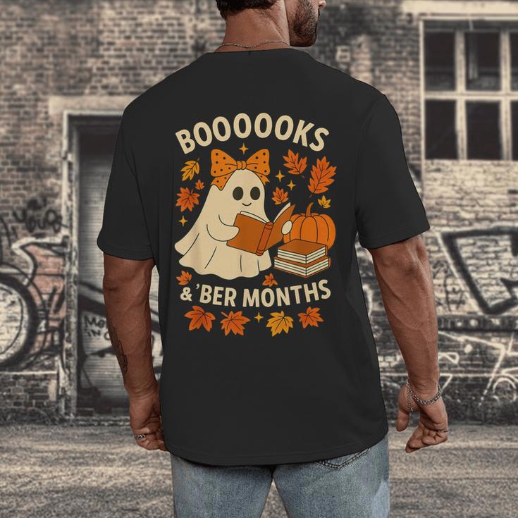 Books And BER Months Fall Librarian Reading Halloween Men's Back Print T-Shirt
