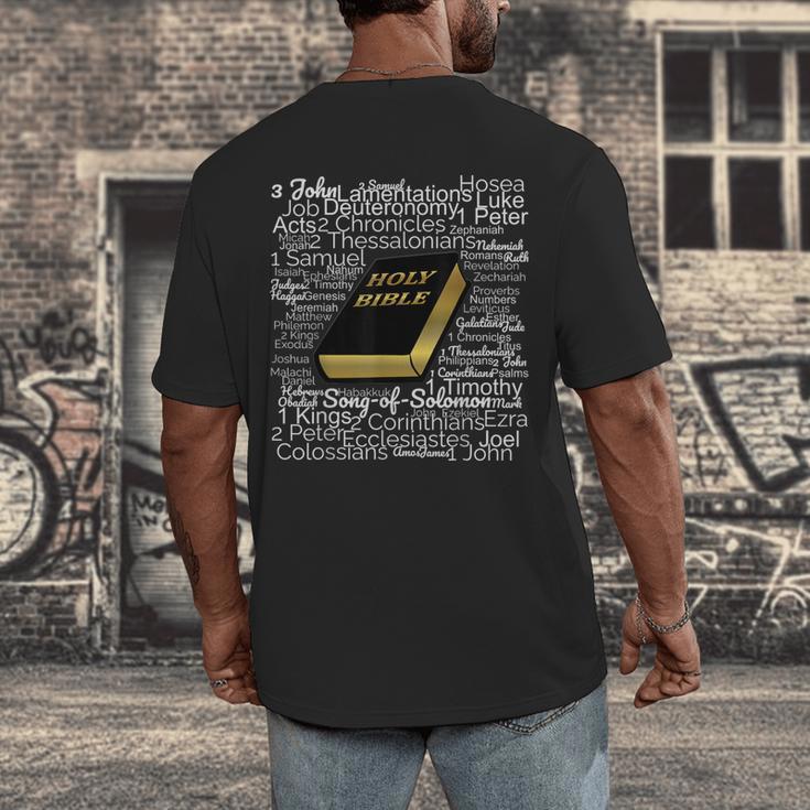Books Of The Bible Men's Back Print T-Shirt