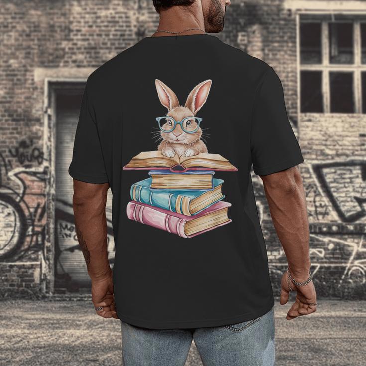Books Bookworm Reader Book Cute Reading Bunny With Glasses Men's Back Print T-Shirt
