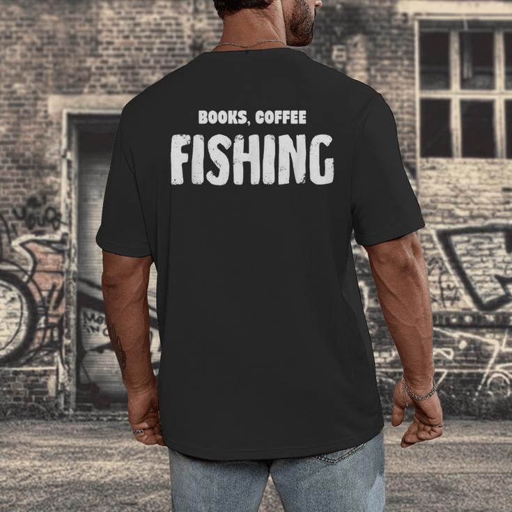 Books Coffee Fishing Men's Back Print T-Shirt