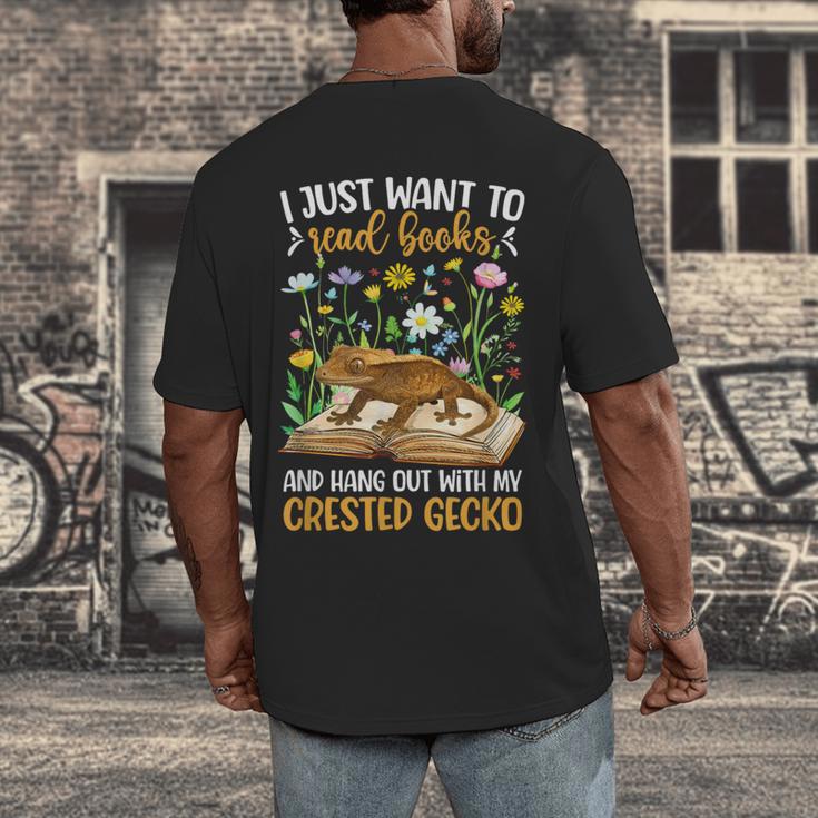 Books And Crested Gecko Owner Crestie Lover Men's Back Print T-Shirt