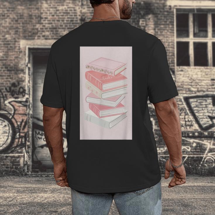 Books Flowers Art Flower Stack Pastel Feminine Men's Back Print T-Shirt Books Flowers Art Flower Stack Pastel Feminine Men's Back Print T-Shirt