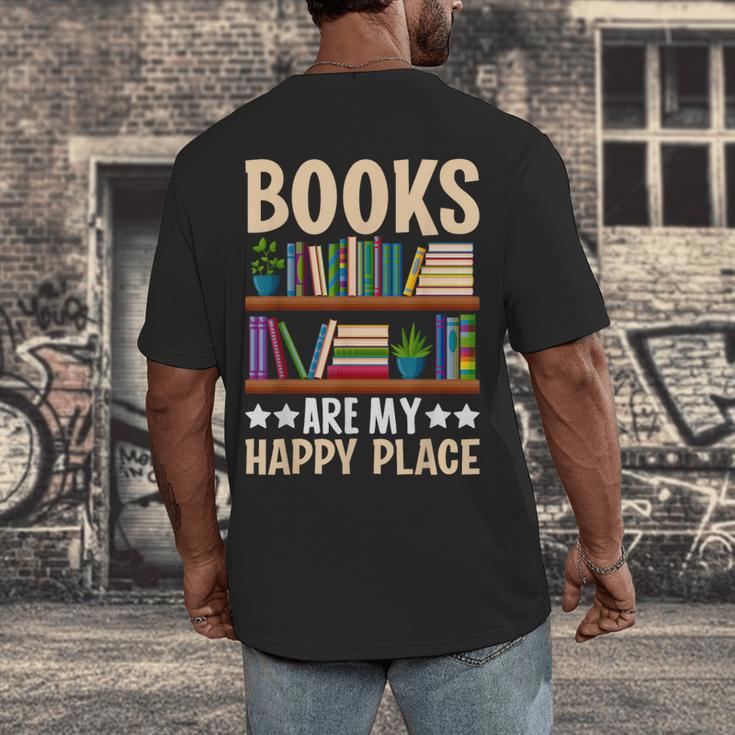 Books Are My Happy Place Men's Back Print T-Shirt Books Are My Happy Place Men's Back Print T-Shirt