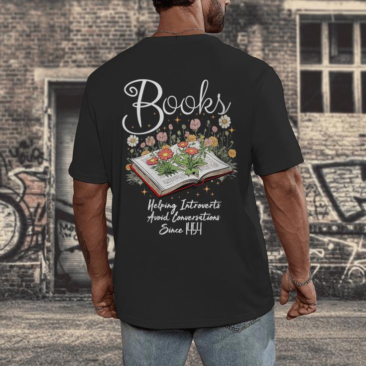 Books That Help Introverts Since 1454 Conversations Men's Back Print T-Shirt