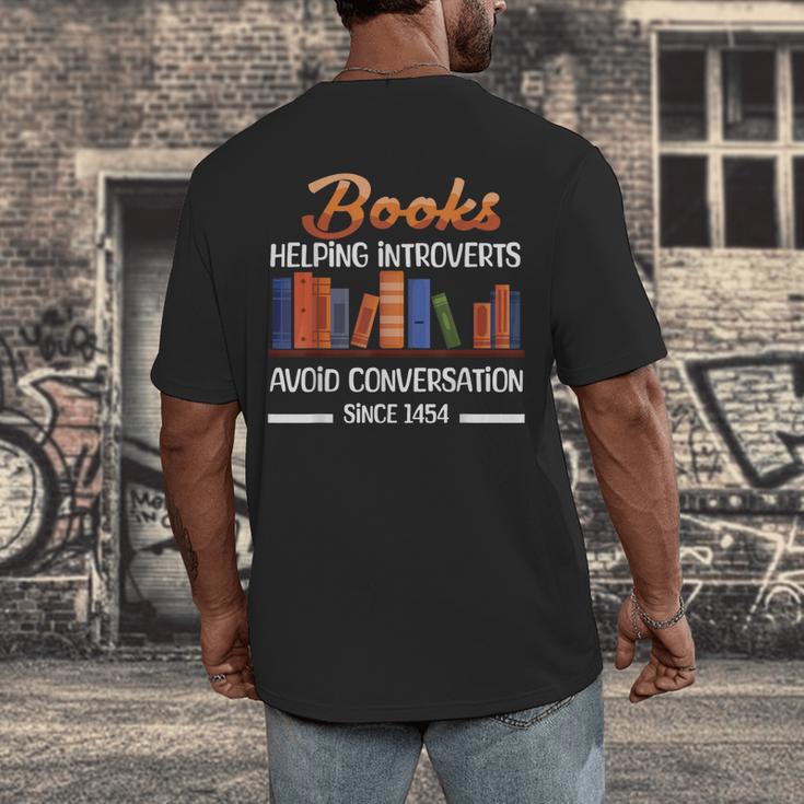 Books Helping Introverts Avoid Conversation Book Reading Men's Back Print T-Shirt