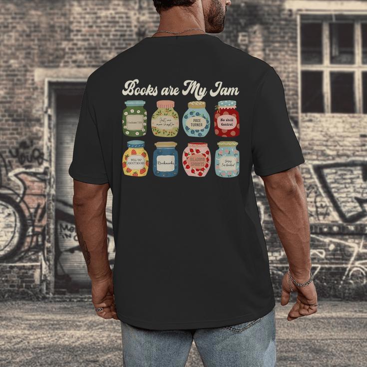 Books Are My Jam Shirt Book Lover Reader Reading Teacher Men's Back Print T-Shirt