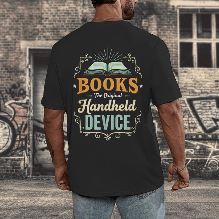 Books The Original Handheld Device Men's Back Print T-Shirt Books The Original Handheld Device Men's Back Print T-Shirt