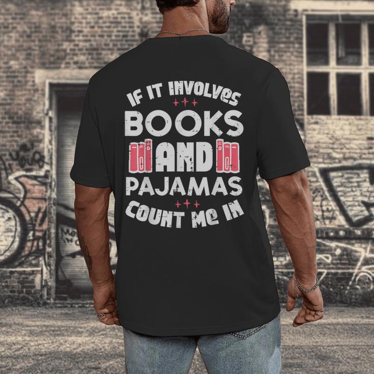 Books Pajamas Read Reading Book Librarian Women Girls Men's Back Print T-Shirt Books Pajamas Read Reading Book Librarian Women Girls Men's Back Print T-Shirt