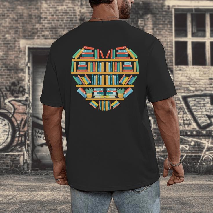 Bookshelf Heart Men's Back Print T-Shirt Bookshelf Heart Men's Back Print T-Shirt