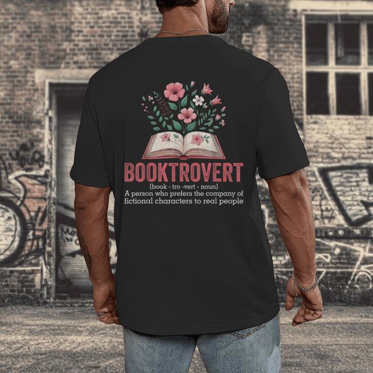 Booktrovert Book Lover Bookworm Reading Books Librarian Men's Back Print T-Shirt