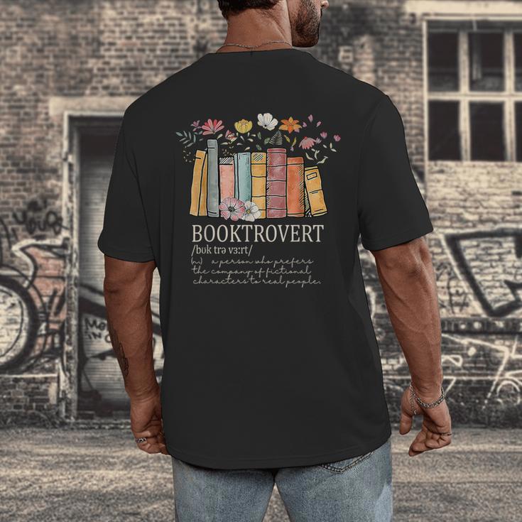 Booktrovert Cozy Book Lover Book Nerd Literary Humor Men's Back Print T-Shirt