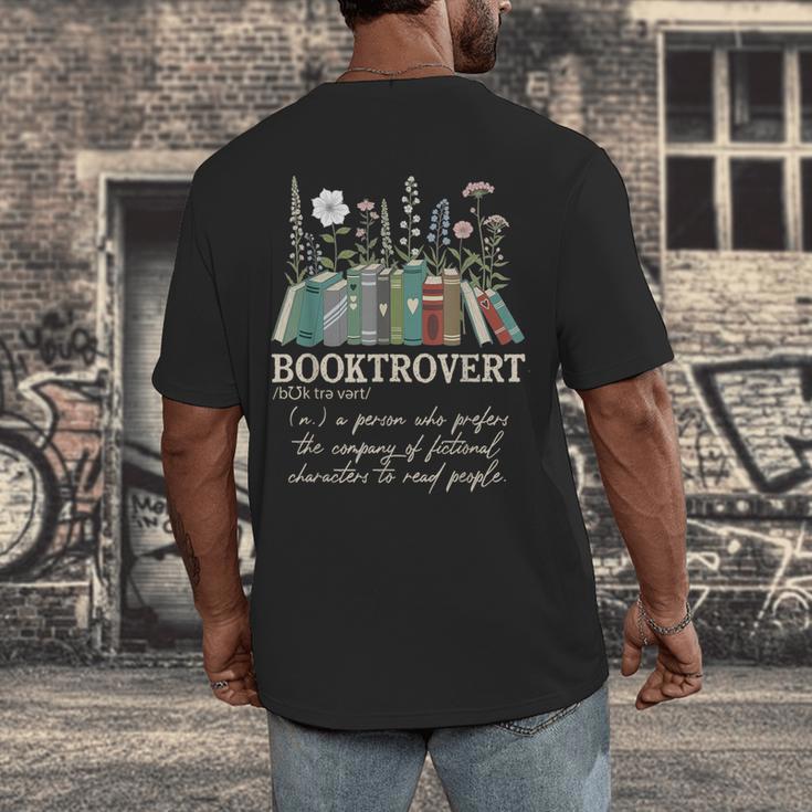 Booktrovert Definition Floral Books Reading Teacher Library Men's Back Print T-Shirt