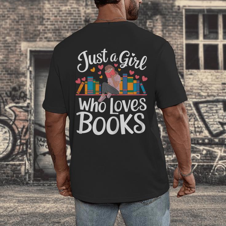 Bookworm Book Just A Girl Who Loves Books Men's Back Print T-Shirt