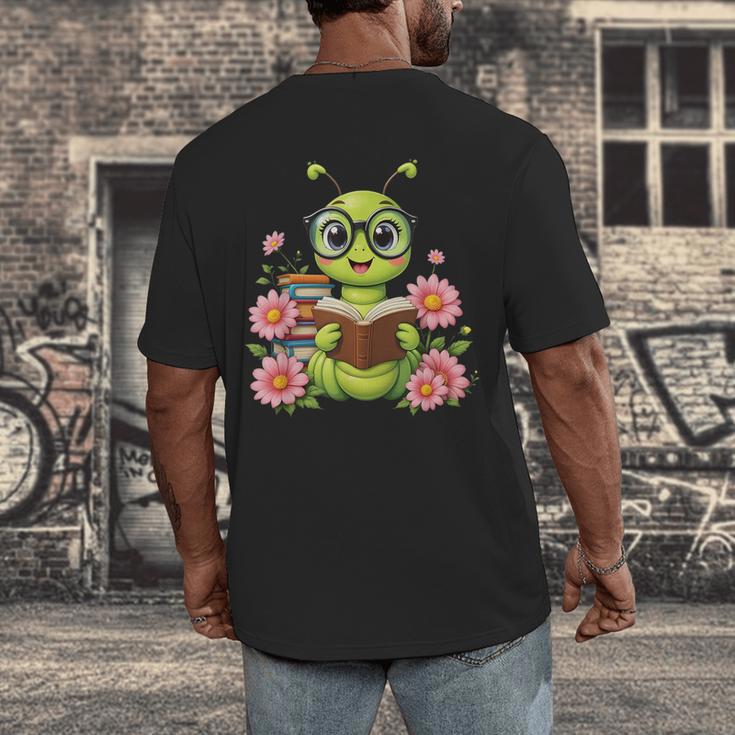 Bookworm Costume Kawaii Reading Worm For World Book Day Men's Back Print T-Shirt