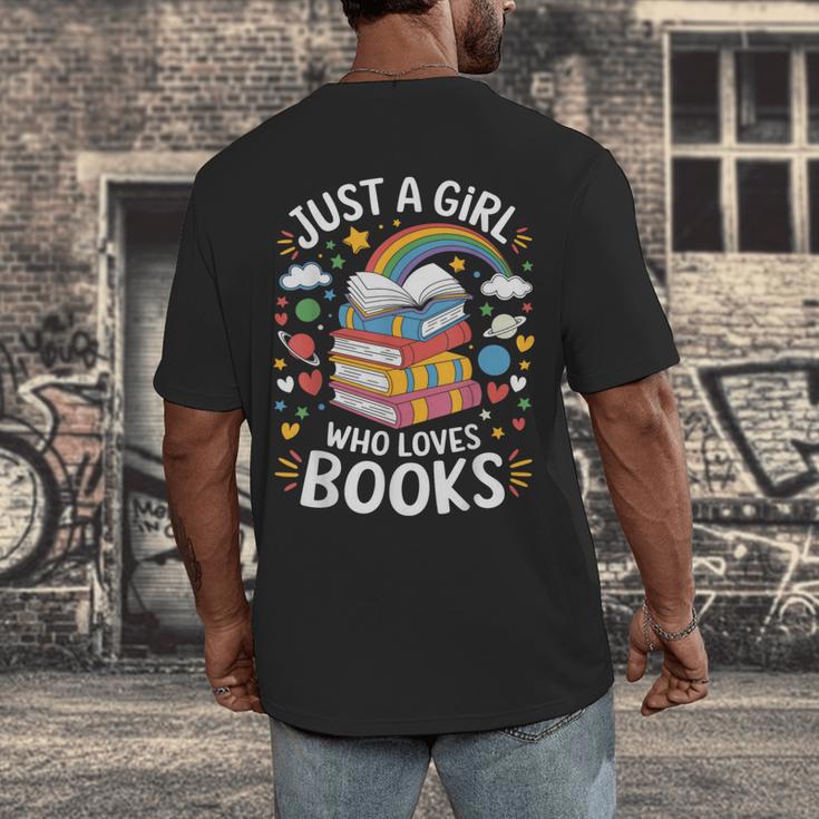 Bookworm Just A Girl Who Loves Books Men's Back Print T-Shirt Bookworm Just A Girl Who Loves Books Men's Back Print T-Shirt