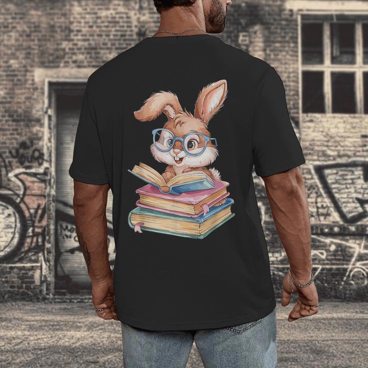 Bunny Rabbit Reading Books Rabbit Books Bunny Reader Men's Back Print T-Shirt