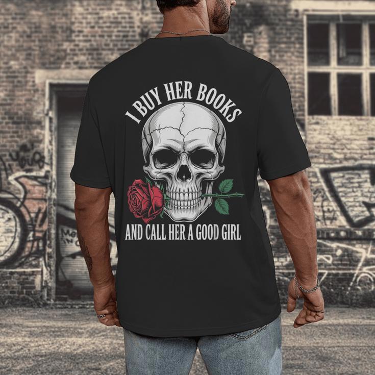 I Buy Her Books And Call Her A Good Girl Book Lover Men's Back Print T-Shirt I Buy Her Books And Call Her A Good Girl Book Lover Men's Back Print T-Shirt