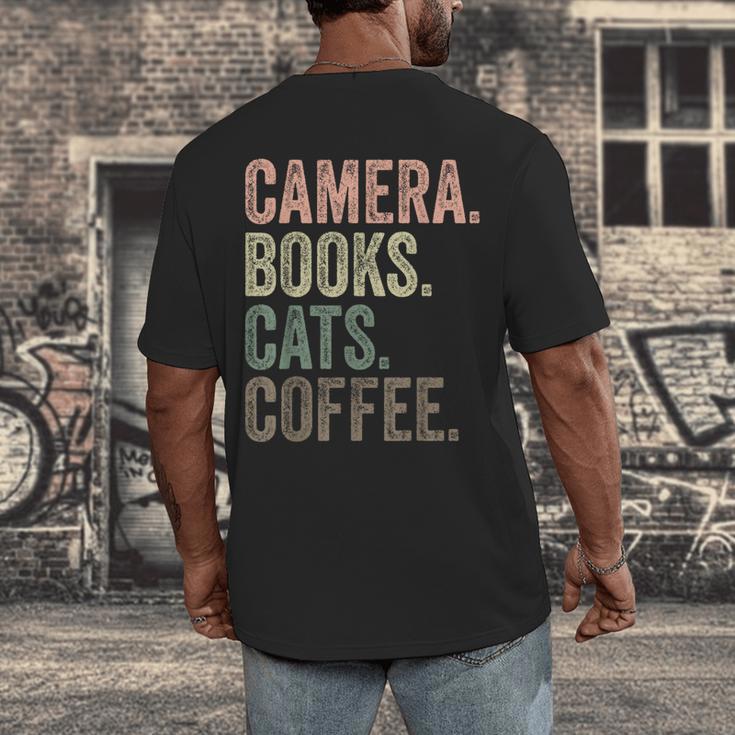 Camera Books Cats And Coffee Lover Photography Men Women Men's Back Print T-Shirt