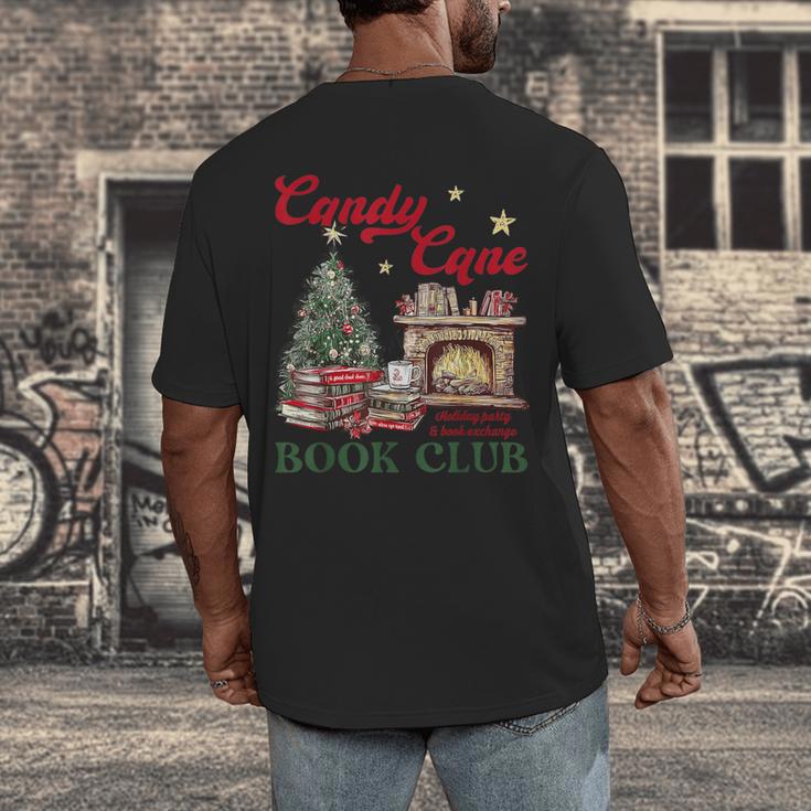 Candy Cane Book Club Holiday Party & Book Exchange Men's Back Print T-Shirt