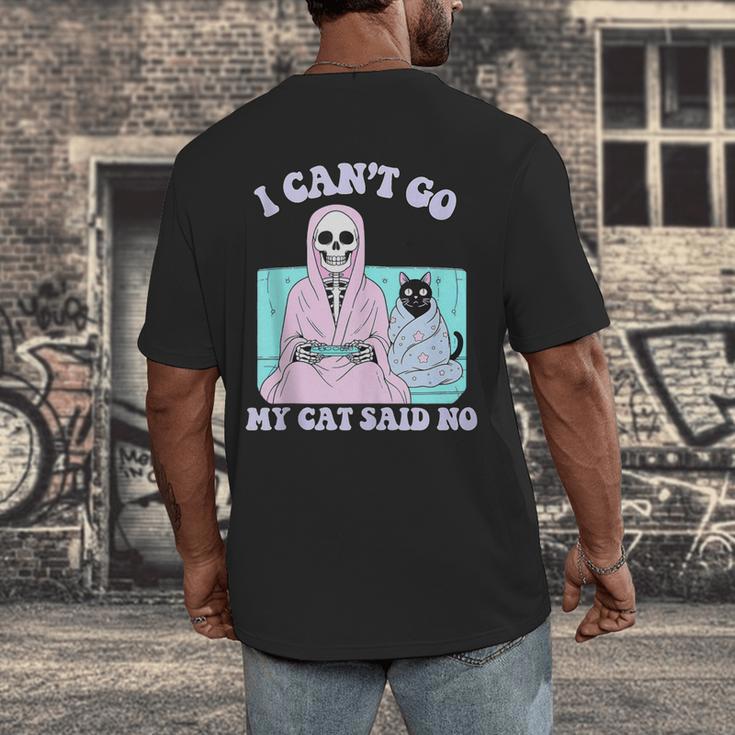 I Can't Go My Cat Said No Introvert Anxiety Cat Lover Men's Back Print T-Shirt I Can't Go My Cat Said No Introvert Anxiety Cat Lover Men's Back Print T-Shirt