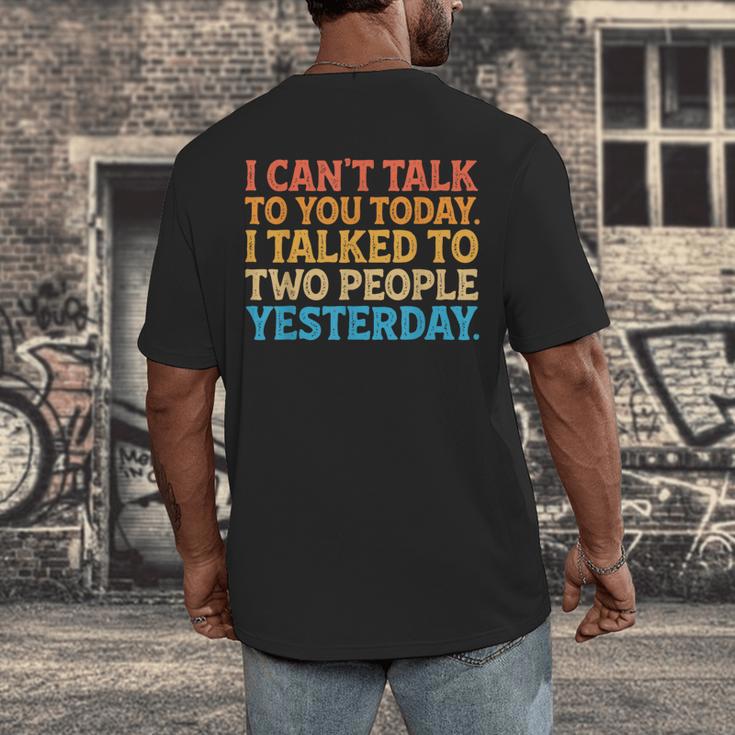 I Can't Talk To You Today Introvert Sarcastic Joke Men's Back Print T-Shirt I Can't Talk To You Today Introvert Sarcastic Joke Men's Back Print T-Shirt