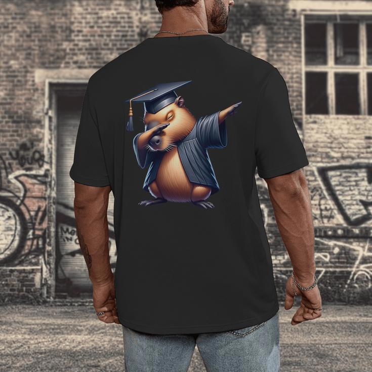Capybara Graduation Dabbing Capy Wearing Graduate Gown Men's Back Print T-Shirt