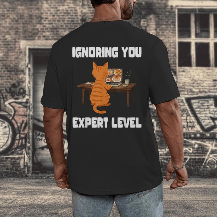 Cat Ignoring You Expert Level Orange Tabby Introvert Men's Back Print T-Shirt Cat Ignoring You Expert Level Orange Tabby Introvert Men's Back Print T-Shirt