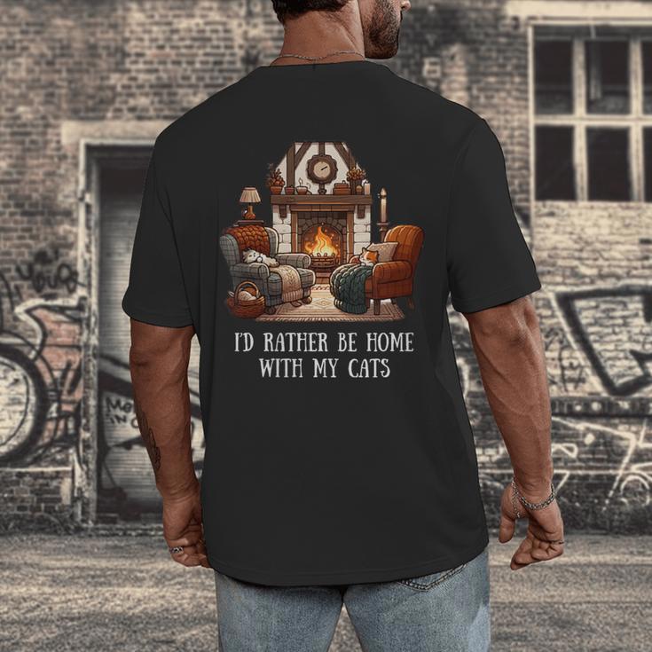 Cat Lover I'd Rather Be Home With My Cats Introvert Cozy Men's Back Print T-Shirt Cat Lover I'd Rather Be Home With My Cats Introvert Cozy Men's Back Print T-Shirt