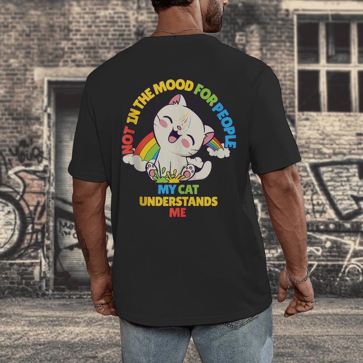 Cat Mom Loves Cats Dad Not In The Mood For People Introvert Men's Back Print T-Shirt