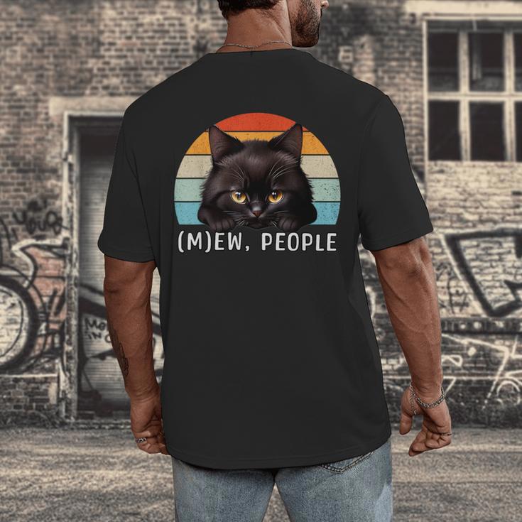 Cat Pun Introvert Anti Social Ew People Kitty Men's Back Print T-Shirt Cat Pun Introvert Anti Social Ew People Kitty Men's Back Print T-Shirt