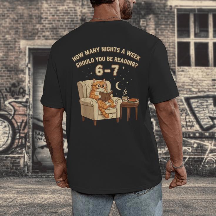 Cat Reading 6-7 Meme English Teacher Book Lover Humor Men's Back Print T-Shirt Cat Reading 6-7 Meme English Teacher Book Lover Humor Men's Back Print T-Shirt
