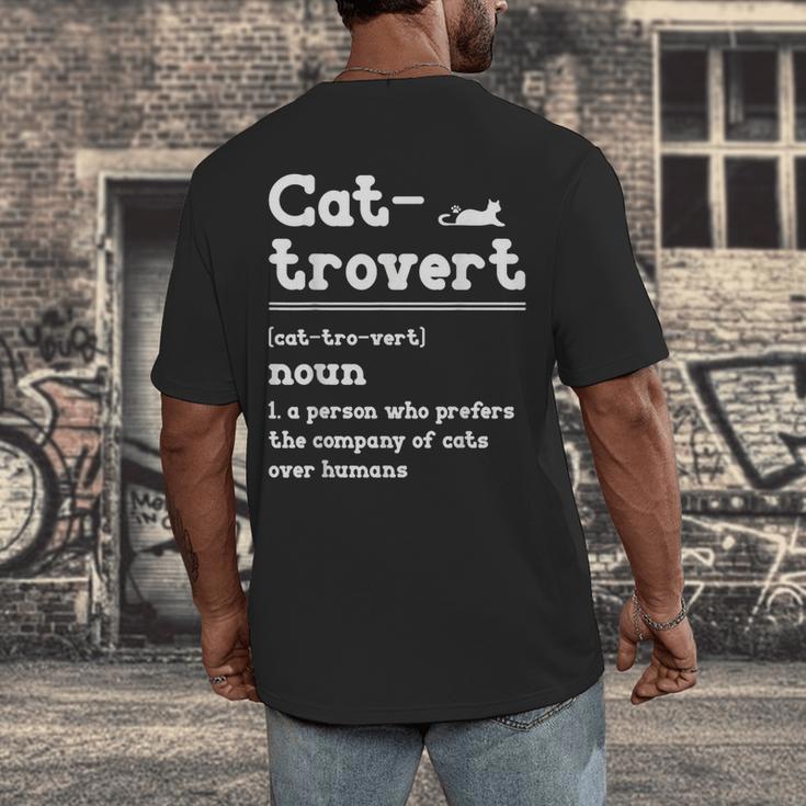 Cat-Trovert Definition Cat Introvert Pet Lover Men's Back Print T-Shirt