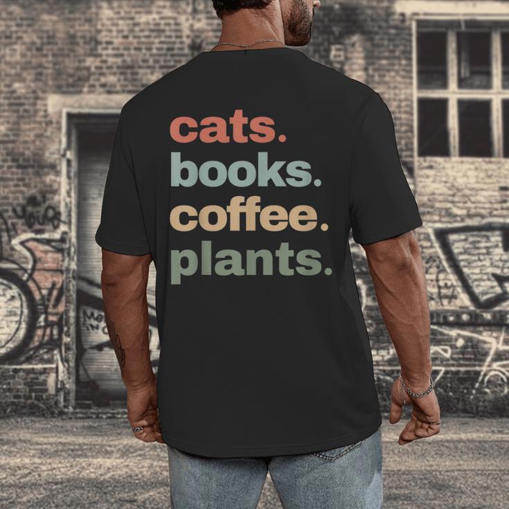 Cats Books Coffee Plants Gardening Mama Mom Mothers Men's Back Print T-Shirt Cats Books Coffee Plants Gardening Mama Mom Mothers Men's Back Print T-Shirt