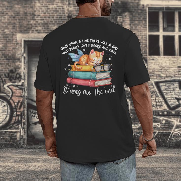Cats And Books Easily Distracted By Book & Cat Lover Men Women Kids Men's Back Print T-Shirt Cats And Books Easily Distracted By Book & Cat Lover Men Women Kids Men's Back Print T-Shirt