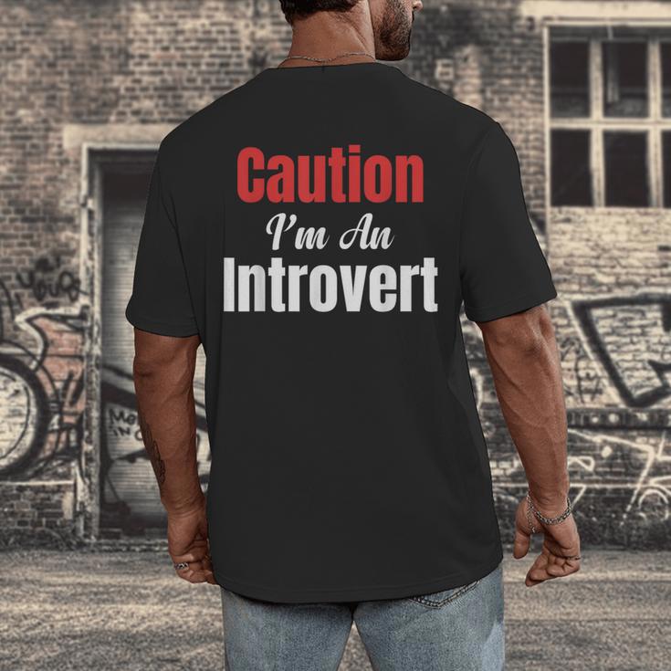 Caution I'm An Introvert Sarcastic Geek Video Gamer Jokes Men's Back Print T-Shirt