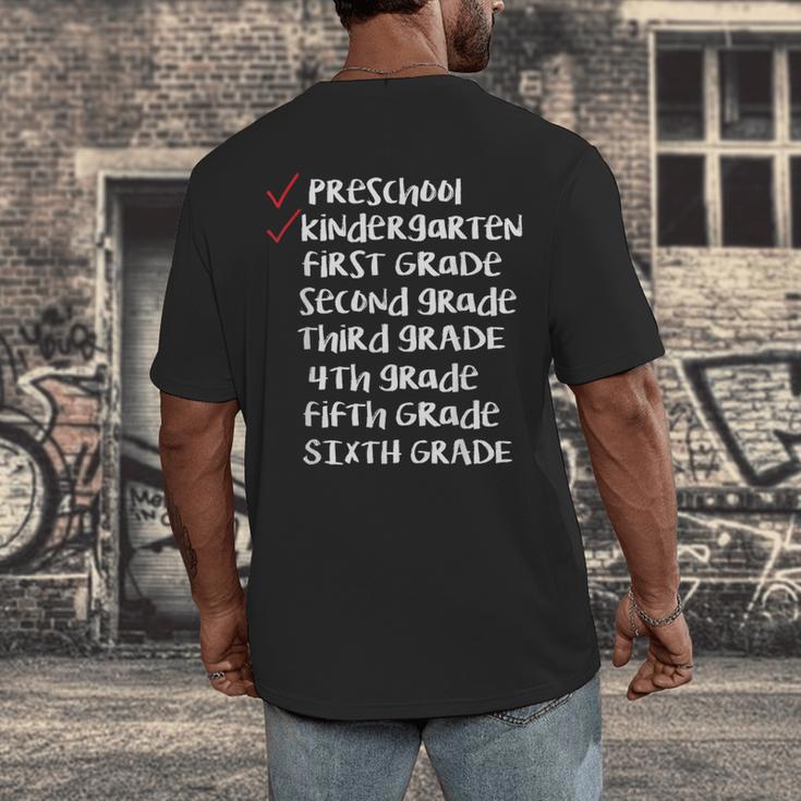 Checklist Kindergarten Class Of 2030 Shirt Graduation Men's Back Print T-Shirt
