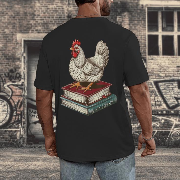 Chicken Books Back To School First Day Of School Boys Girls Men's Back Print T-Shirt Chicken Books Back To School First Day Of School Boys Girls Men's Back Print T-Shirt