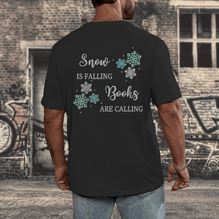 Christmas Shirts Snow Is Falling Books Are Calling Men Women Men's Back Print T-Shirt