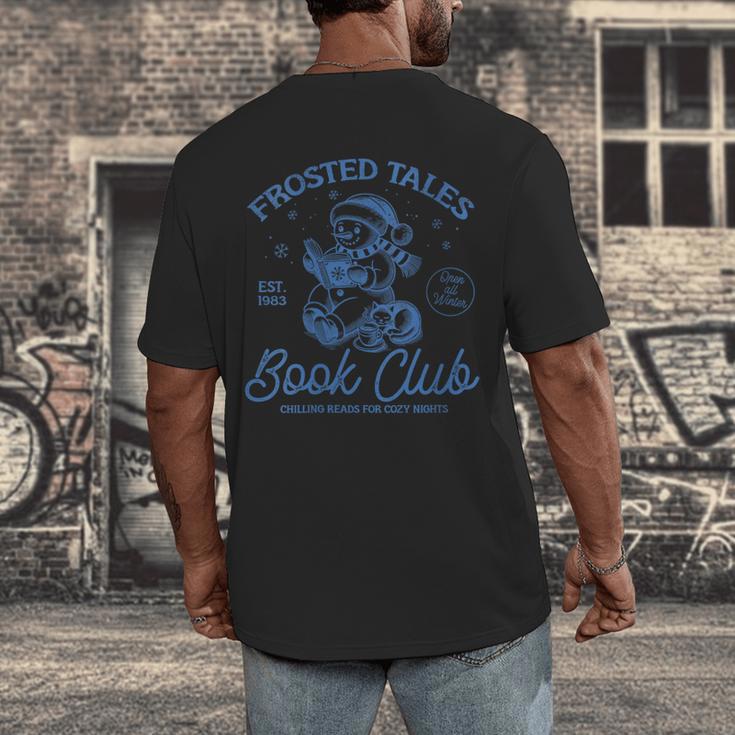 Christmas Snowman Frosted Tales Book Club Men's Back Print T-Shirt Christmas Snowman Frosted Tales Book Club Men's Back Print T-Shirt