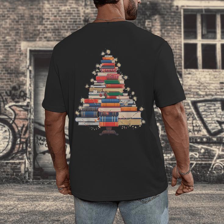 Christmas Tree Book Bookworm Men's Back Print T-Shirt