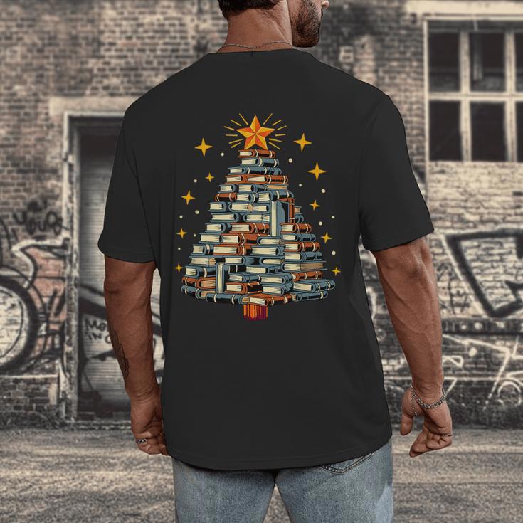 Christmas Tree Books Men's Back Print T-Shirt