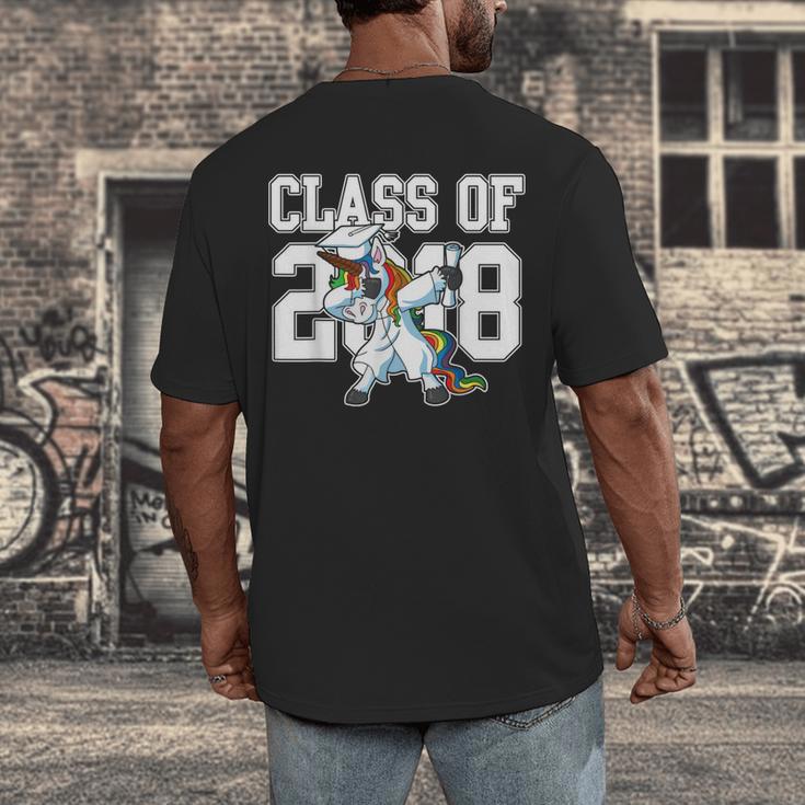 Class Of 2018 Dabbing Unicorn Graduation Shirt Men's Back Print T-Shirt