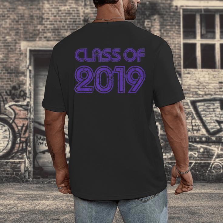 Class Of 2019 High School Graduation Purple Senior Men's Back Print T-Shirt