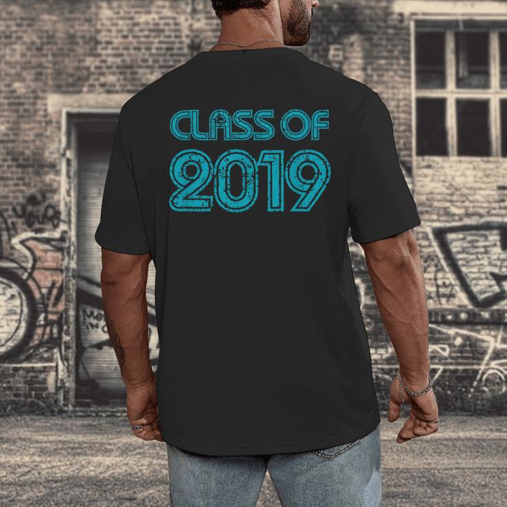 Class Of 2019 High School Graduation Teal Senior Men's Back Print T-Shirt