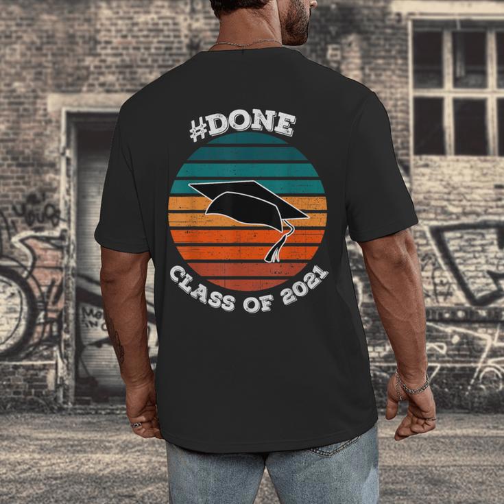 Class Of 2021 Done Senior Graduation Retro Sunset Men's Back Print T-Shirt