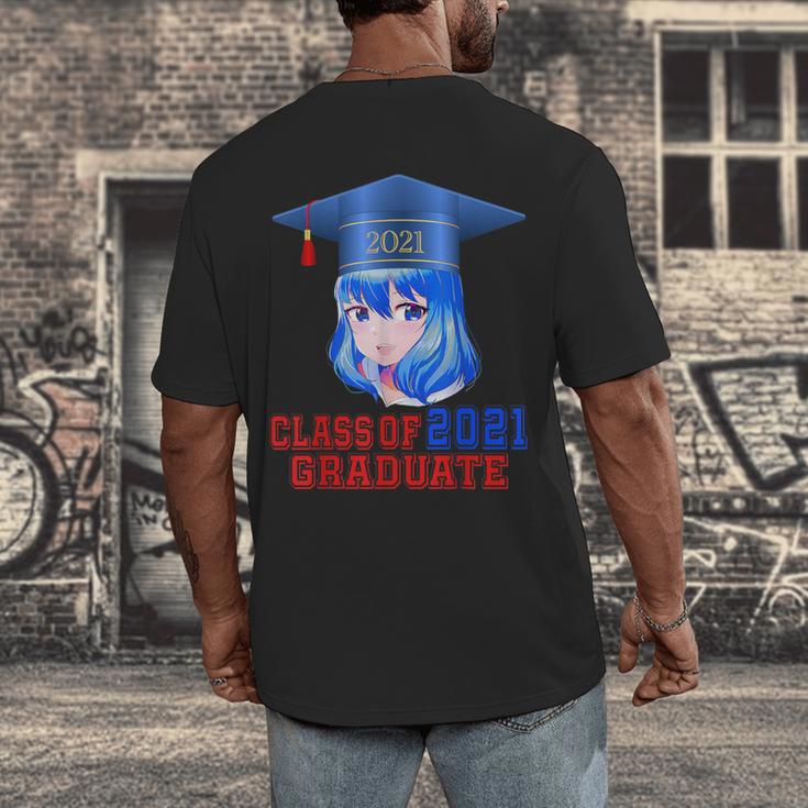 Class Of 2021 Graduate Kawaii Anime Girl School Graduation Men's Back Print T-Shirt