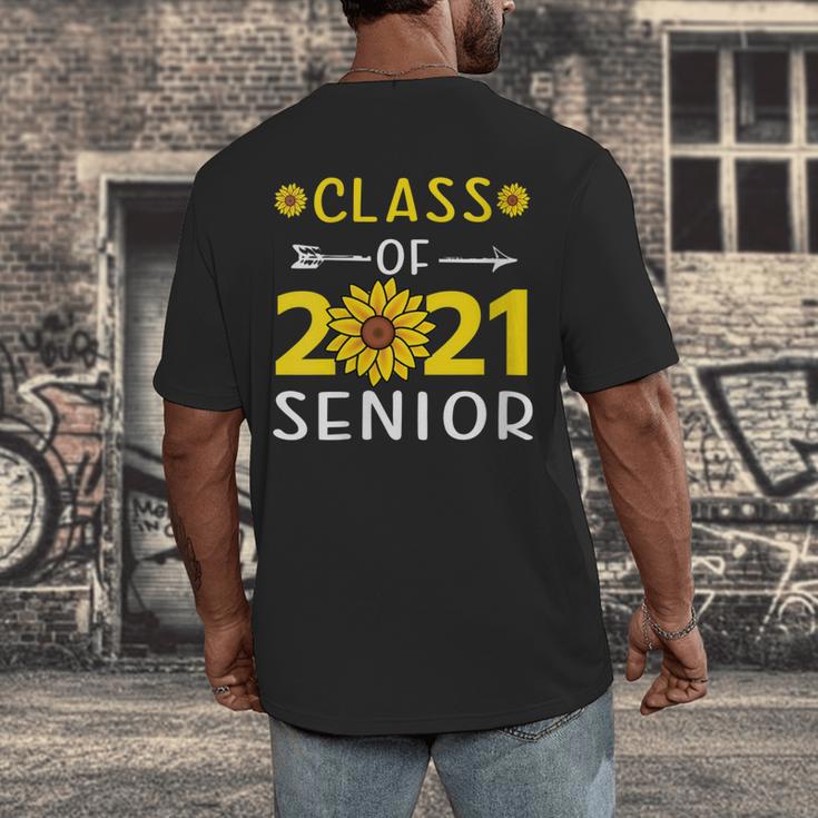 Class Of 2021 Senior Graduation Sunflower Men's Back Print T-Shirt