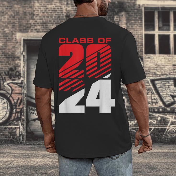 Class Of 2024 High School Senior Graduation Red Sports Style Men's Back Print T-Shirt